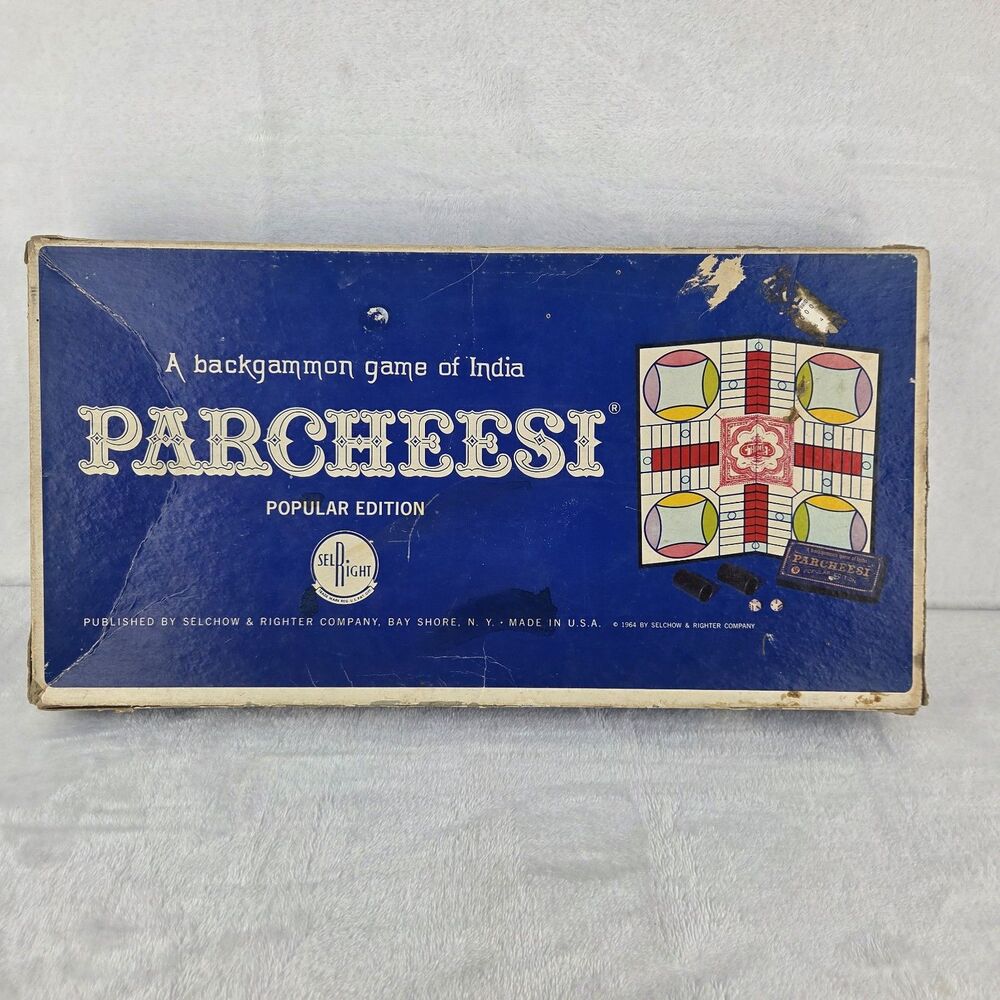 Vintage 1964 Selchow & Righter Parcheesi Popular Edition Complete Board Game